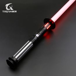 LED Light Sticks TXQSABER Lightsaber Heavy Dueling FOC 12 Color 16 Sounds Metal Handle Jedi Laser Sword Smooth Swing Pixel Cosplay Toys 230825