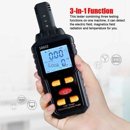 3 in 1 Digital Radiation Detector Dosimeter Electric s Field Temperature LCD Display Handheld Multifunctional EMF Tester HKD230826