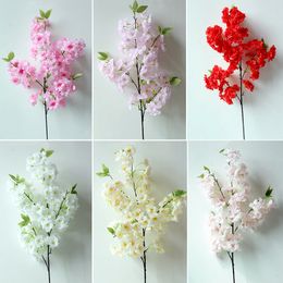 Decorative Flowers Wreaths 80cm Cherry Tree Artificial Pollen Red Silk Wedding Decoration Branch Home Arch 230825