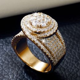 Band Rings Huitan Full Bling Iced Out Cubic Zirconia Rings Women for Engagement Wedding Bands Accessory High Quality Luxury Trendy Jewelry 230826
