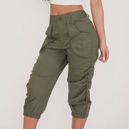 Women's Pants Capris Women's Relaxed-fit Cargo Pant Paper Bag High Waist Pencil Cropped Pant Slim Fit Casual Trouser Long Pants With Pockets 230825