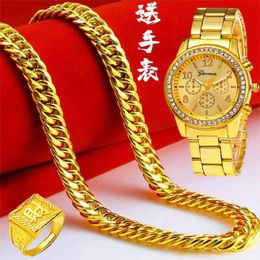 Bracelet Gift Copy 100% Real Gold 999 Watch 999 Necklace Men's Aggressive 999 Large 999 Chain Thick New Style Pure Gold Jewellery