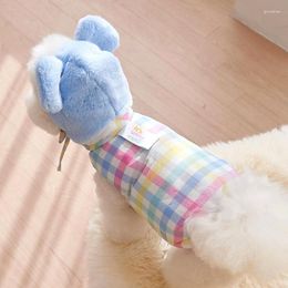 Dog Apparel Ins Winter Jacket Extra Thick Cat Sleeveless Cotton Coat Plaid Pet Clothes Designer Give The Hat