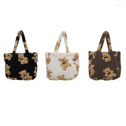Waist Bags Fashion Imitation Lamb Hair Shoulder Bag Women Cartoon Bear Plush Handbags For T
