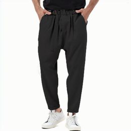 Men's Pants Men Solid Colour Casual Elastic Waist Haren Pant Loose Sweatpants Work Korean Slim Fit Trousers Pantalons Homme