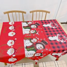 Corredor de mesa de Natal 33 * 180 cm / 13 * 71 polegadas Tecido de poliéster e algodão Mesas de jantar Festa de casamento Homem da neve Elk Floral Toalha de mesa macia Decoratio