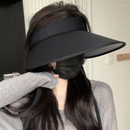 Wide Brim Hats Summer Women Sun Hat Fashion Protection Empty Top Big Visor Foldable Shell Beach