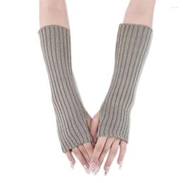 Knee Pads All-match Knitted Fingerless Gloves Solid Colour Half Finger Arm Sleeves 57BD