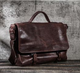 Briefcases Waterproof Leather Briefcase Men Male Laptop Shoulder Bag Messenger Crossbody Bags For Cowhide Handbag Man