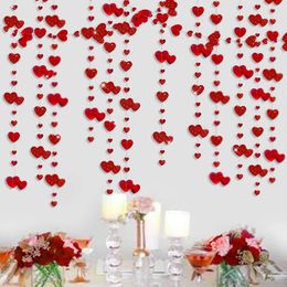 Decorative Objects Figurines Bridal Shower Red Heart Garlands Double Sided Paper Hanging Streamers For Mothers Day Wedding Bachelorette Party Decorations 230825