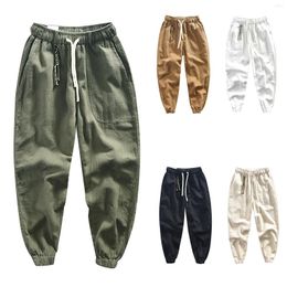 Men's Pants Loose Drawstring Cotton And Linen Casual Breathable Tech Mens Band 13 Year