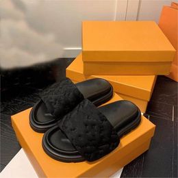 Designer Sandals Pool Pillow slide Slippers Brand Man Slides black Scuff Flat Sandals Mules Sunset Padded Front Strap Mule Women Fashion Slide Size Easy-to-wear su02