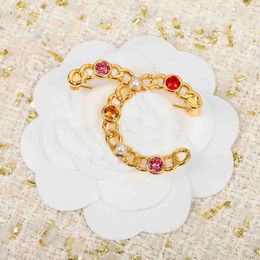 2023 Luxury quality charm words style brooch with diamond Colourful pink red Colour in 18k gold plated have box stamp PS7522B