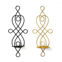 Candle Holders Wall Hanging Candlestick Chinese Knot Shape Metal Iron Holder Home Sconces Rack Wedding Party Decoration