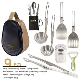 Outdoor Gadgets Cooker Set Mini Folding Tableware Camping Picnic Barbecue Fishing Cooking Utensils Accessories 230826