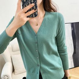Women's Knits V Neck Long Sleeve Sweater Button Cardigan Ladies Fashion Women Autumn And Winter Short Cropped Navel Top Jacket