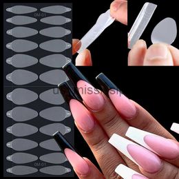 False Nails 24pcs French Manicure Nail Silicone Sticker For Dual Forms False Nails Tips Almond For Poly Nail Gel System Extension Mold Tools x0826