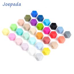 Teethers Toys Joepada 100Pcs 14mm Hexagon Silicone Beads Food grade Baby Teething Beads DIY Baby Teething Necklace Accessories Baby Teether 230825