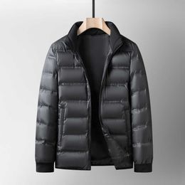 Down Jacket for Men's Business Leisure, Medium Length Detachable Goose Down Inner Tank Hat, Thickened and Warm Dad's Coat