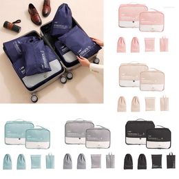 Duffel Bags 6pcs 2023 Travel Luggage Storage Bag Set Underwear Shoes Clothes Suitcase Organiser Case Packing Cubes Pouch