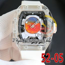 RRF 52-05 Japan Miyota NH Automatic Mens Watch Crystal Transparent Case Mars Valles Marineris Dial White Rubber Strap 2023 Super version eternity Wristwatches