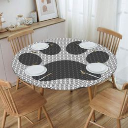 Pretty Dogs Trendy grey circular tablecloth with Waterproof, Oil-Proof, and Elastic Edge Covers - Black, 45-50 Inches