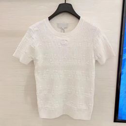 2023 designer de alta qualidade malhas femininas camisetas camisola logotipo completo carta bordado treinador canal moda manga curta camiseta