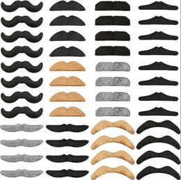 Self Adhesive Mustaches Hairy Beard Facial Hair False Mustache for Halloween Party Supplies Costume Accessories Masquerade Photography Props