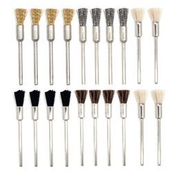 Other 20pcs Steel Copper Wire Brush Set 2.35mm Shank Bristle Brushes for Jewelry Polishing Drill Rotary Tools Metal Rust Removal