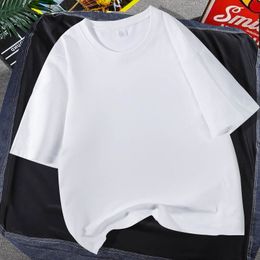 New Pure Cotton Short Sleeve Men's Summer Thin 5A Antibacterial Breathable Soft Round Neck Men's Loose Large Fashion Brand T-shirt