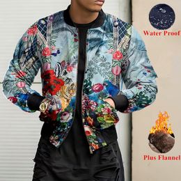 Men's Jackets Men Clothes Bomber Ethnic Style Plus Flannel Jackets Outwear Mens Baseball Collar Waterproof Jacket Coat Zip Up Veste Homme 230825