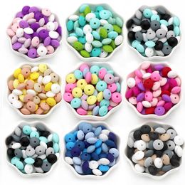 Teethers Toys Joepada 50Pcs 12MM Lentil Silicone Beads BPA Free Diy Ecofriendly Baby Teether Teething Pacifier Chain Necklace Pendant 230825