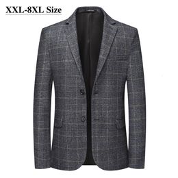 Men's Suits Blazers Autumn Men's Plaid Blazer Business Casual Suit Jacket 8XL 7XL 6XL Plus Size Office Party Wedding Dress Coat Brand Clothes 230825