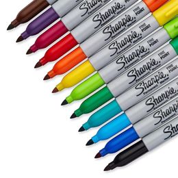 Markers 12/24 Pcs Set Sanford Sharpie Oil Marker Pens Colored Markers Art Pen Permanent Colour Marker Pen Office Stationery 1mm Nib 230826
