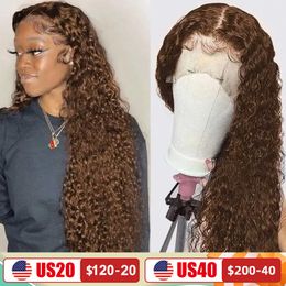 13x6 Hd Deep Wave Frontal Wig Chocolate Brown 4X6 Glueless Wig Human Hair Ready To Wear 13x4 Curly Lace Front Human Hair Wigs
