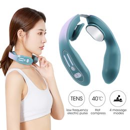 Massaging Neck Pillowws EMS Pulse Massager TENS Low Frequency Lymphatic Heating Acupoints Massage Cervical Spine Pain Relief 230825
