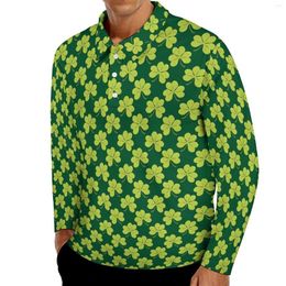 Мужские полов Clover Shamrock Casual футболки Мужские милые зеленые листовые рубашки с длинным рукавом.