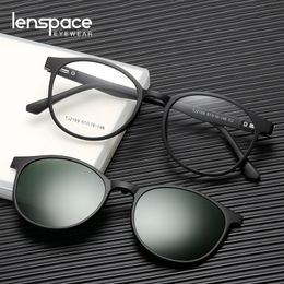 Fashion Sunglasses Frames Ultra Light Magnetic Polarised Sunglasses Men Women Fashion 2 In 1 Retro Round Optical Prescription Glasses Frame Eyeglasses 230825