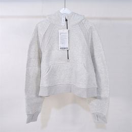 Kvinnors spårningsdräkter Kvinnor Half Zipper Jacket Scubaa Autumn Hoodies Svett Skjorta Yoga Jackor Damer Sport Tjock Loose Short Style med Fleece