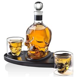 Wine Glasses Creative skull glass whisky vodka wine crystal bottle spirits cups transparent wine drinking cups bar home s glasses set 230825