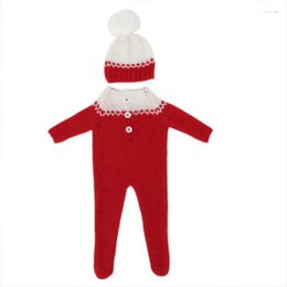 Clothing Sets Red Knitted Outfits For Baby Boys Girls Pography Outfit With Furry-