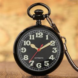 Pocket Watches Steampunk Clock Men Women Automatic Mechanical Watch Luminous Arabic Number Display With Pendant Fob Chain Gift