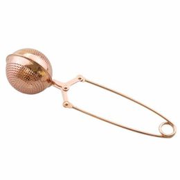 Tea Infusers Rose Gold Infuser Ball Stainless Steel Long Handle Loose Leaf Teapot Philtre Ss304 Strainer Drop Delivery Home Garden Ki Otqdp