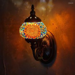 Wall Lamp Vintage Romantic Handmade Tv Balcony Decorative Lighting Cafe Glass Lampshade Led Light