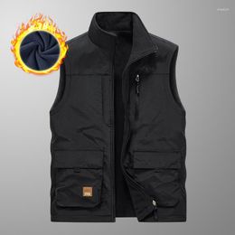 Men's Vests Men Jackets And Coats For Winter Thick Warm Fleece Sleeveless Vest Reversible Design Sporty Waterproof Brand Male Clothing C5297