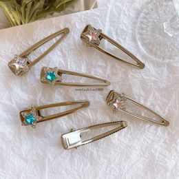 Sweet Y2K 2000s Aesthetic Hairpins Barrettes Silver Crystal Rhinestone Stars Hair Clip for Girls Dopamine Jewelry Accessories
