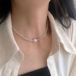 Popular Silver Colour Sparkling Clavicle Chain Choker Necklace Collar For Women Fine Jewelry Wedding Party Birthday Gift Wholesale YMN008