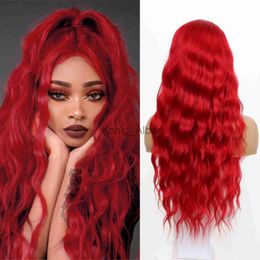 Synthetic Wigs Natural Red Lace Wig Long Curly Wavy Red Wig Middle Part Natural Synthetic Costume Halloween Wigs for Women Girls x0826