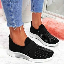 Rimocy Knitting Crystal Dress Sneakers for Women Spring Breathable Non-slip Casual FlatsWoman Comfort Soft Sole Platform ed12 Comt Platm