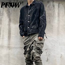 Mens Jackets PFNW Autumn And Winter Chic Casual Denim Threedimensional Irregularly Cut Wornout Washing Solid Coats 12A5457 230826